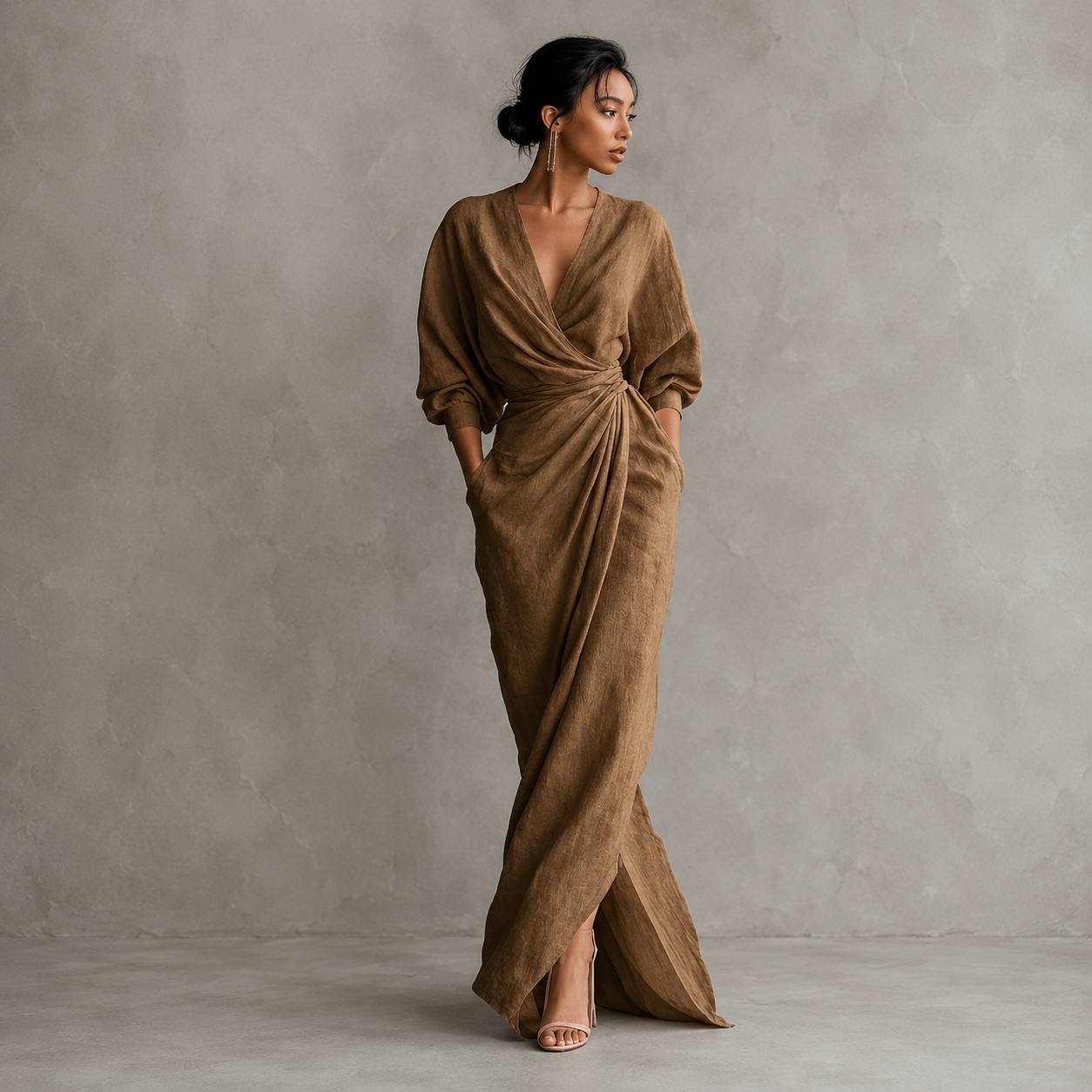 Amelia | Blush Draped Maxi Dress