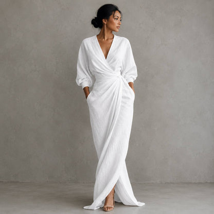 Amelia | Blush Draped Maxi Dress