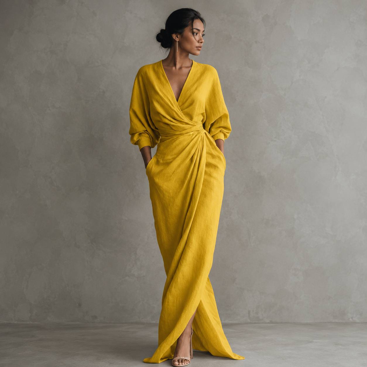 Amelia | Blush Draped Maxi Dress