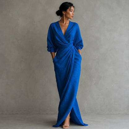 Amelia | Blush Draped Maxi Dress