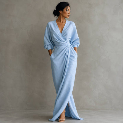 Amelia | Blush Draped Maxi Dress