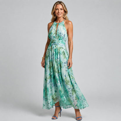 Clara | Mint Bloom Halter Maxi Dress