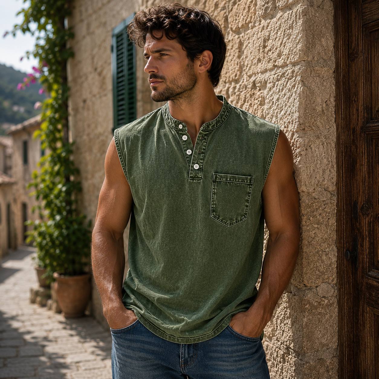 Marco | Vintage Wash Sleeveless Henley