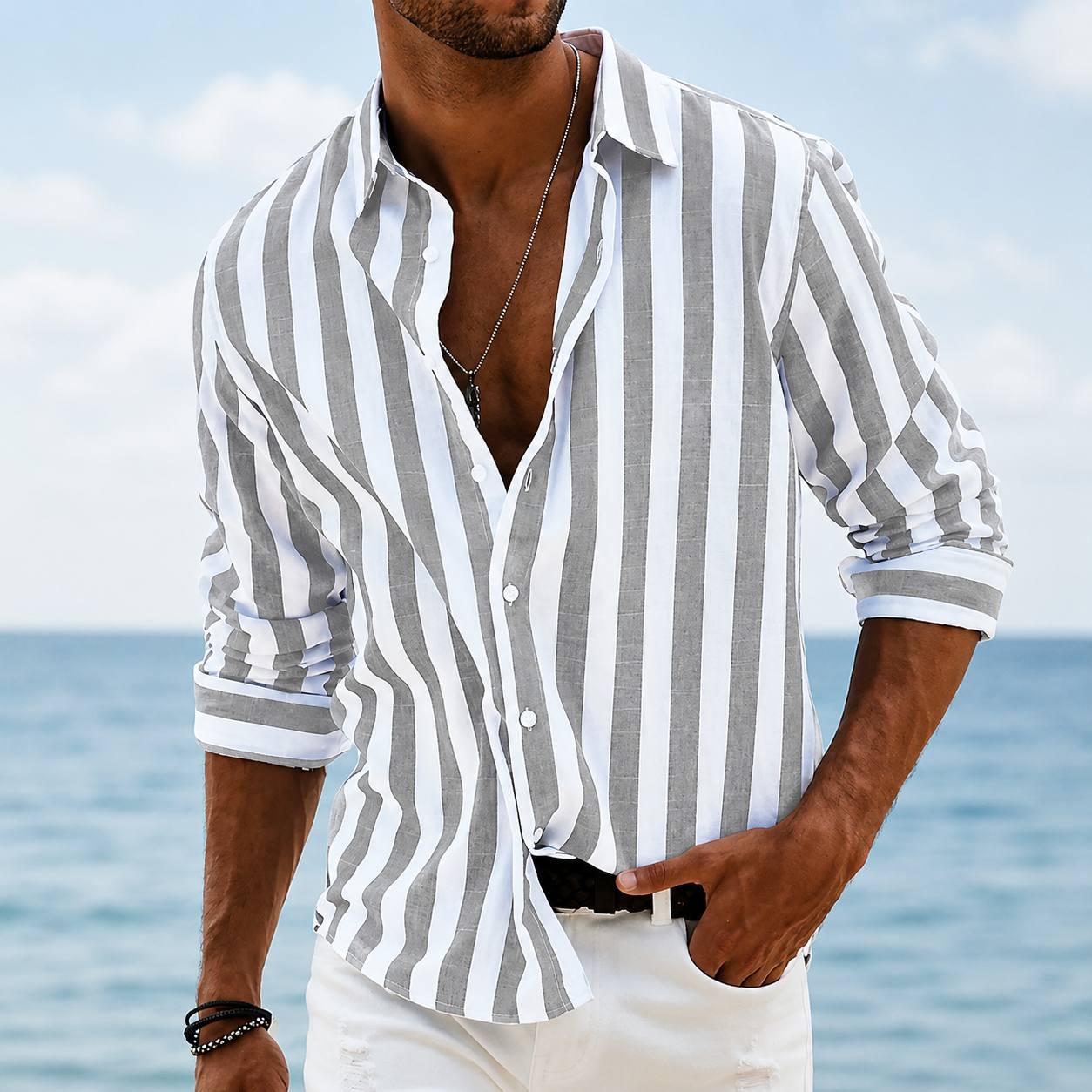 Sebastian | Coastal Stripe Linen Shirt