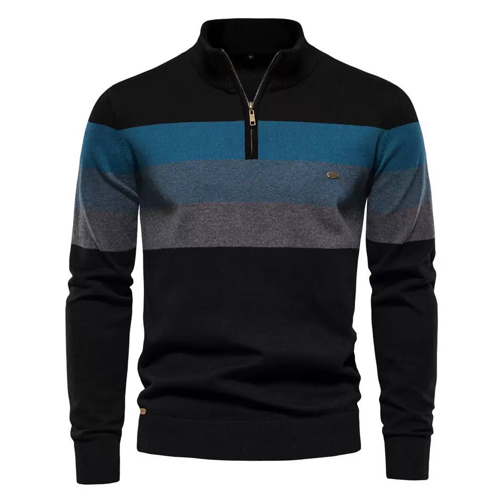 Nolan | Harbor Stripe Quarter-Zip Sweater