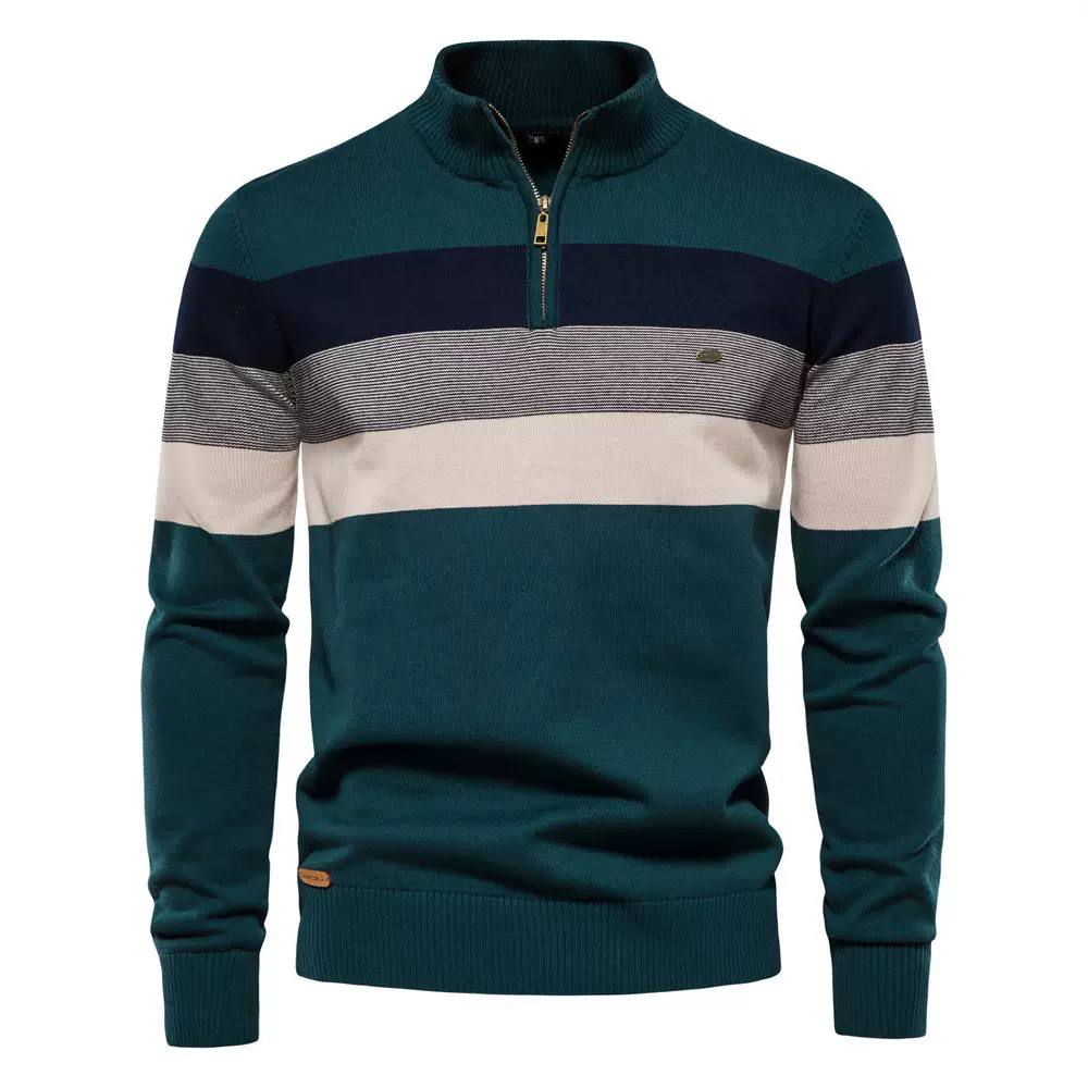 Nolan | Harbor Stripe Quarter-Zip Sweater