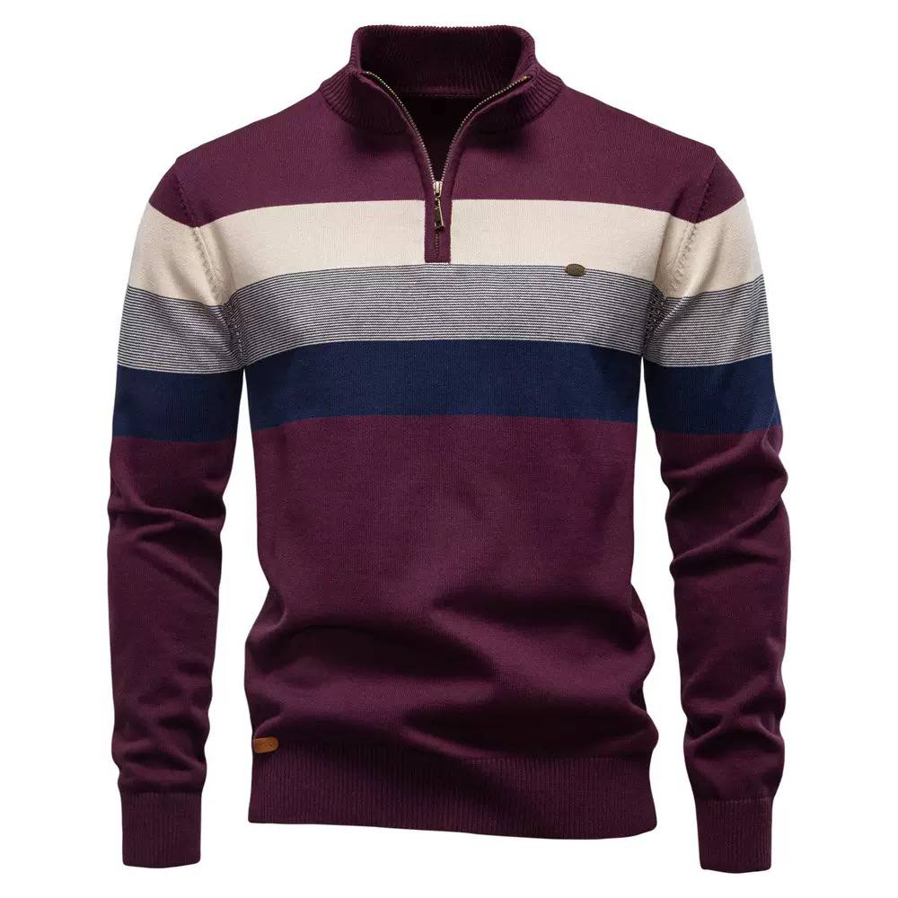 Nolan | Harbor Stripe Quarter-Zip Sweater