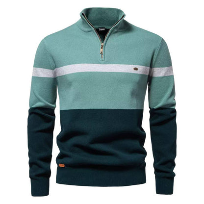 Nolan | Harbor Stripe Quarter-Zip Sweater