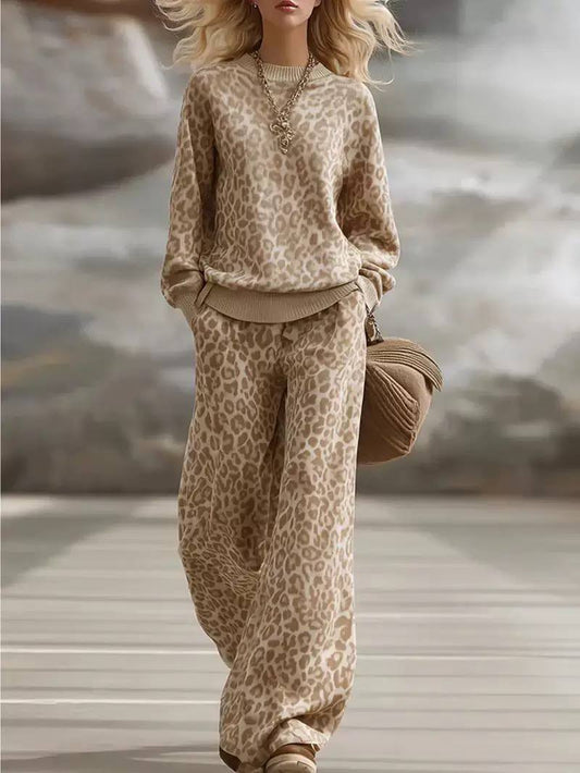 Women's Leopard Knit Lounge Set