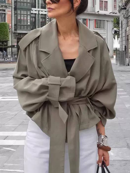 Women's Belted Wrap Cropped Blazer