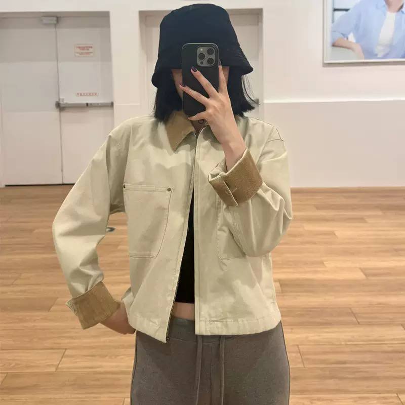 Women's Cropped Zip Up Utility Jacket With Pockets