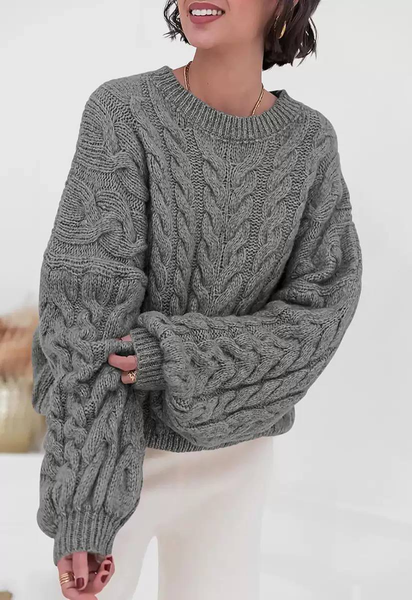 Women's Oversized Cable Knit Chunky Sweater