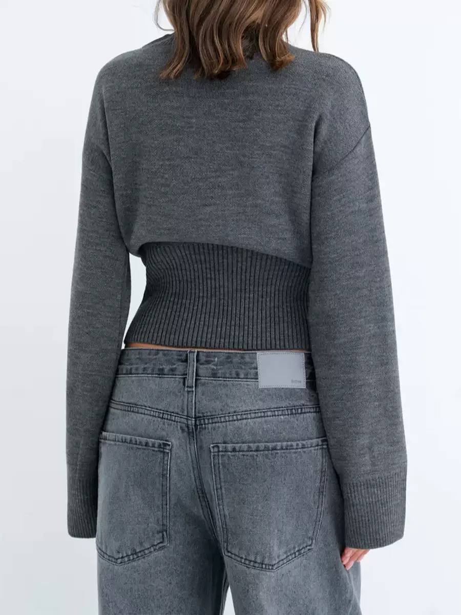 Women's Cropped Ribbed Knit Sweater