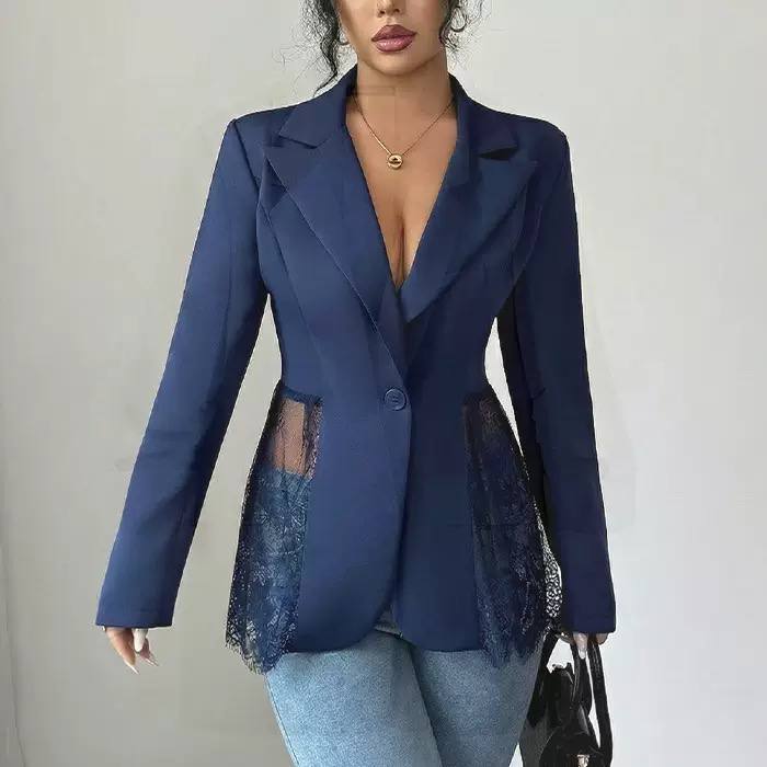 Women's Long Sleeve Lace Panel Blazer