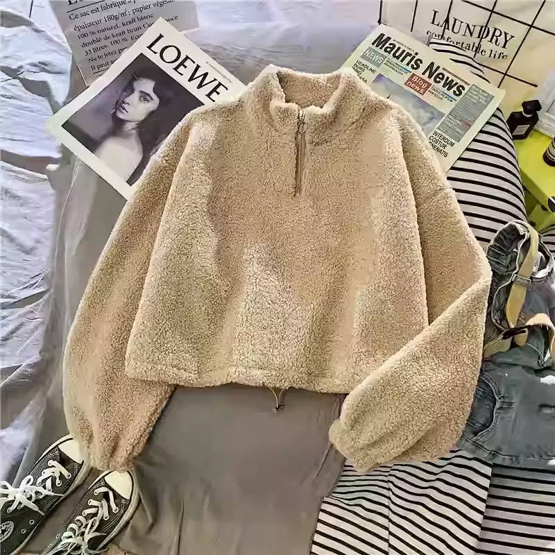 Women's Sherpa Fleece Half Zip Oversized Sweatshirt