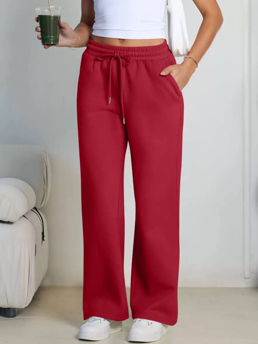 Women's Drawstring Wide Leg Lounge Pants
