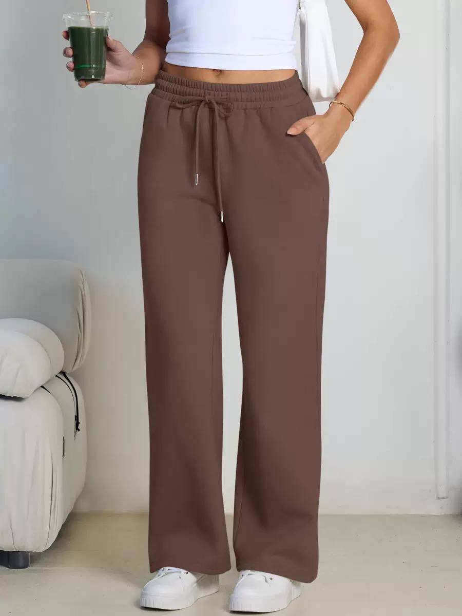 Women's Drawstring Wide Leg Lounge Pants