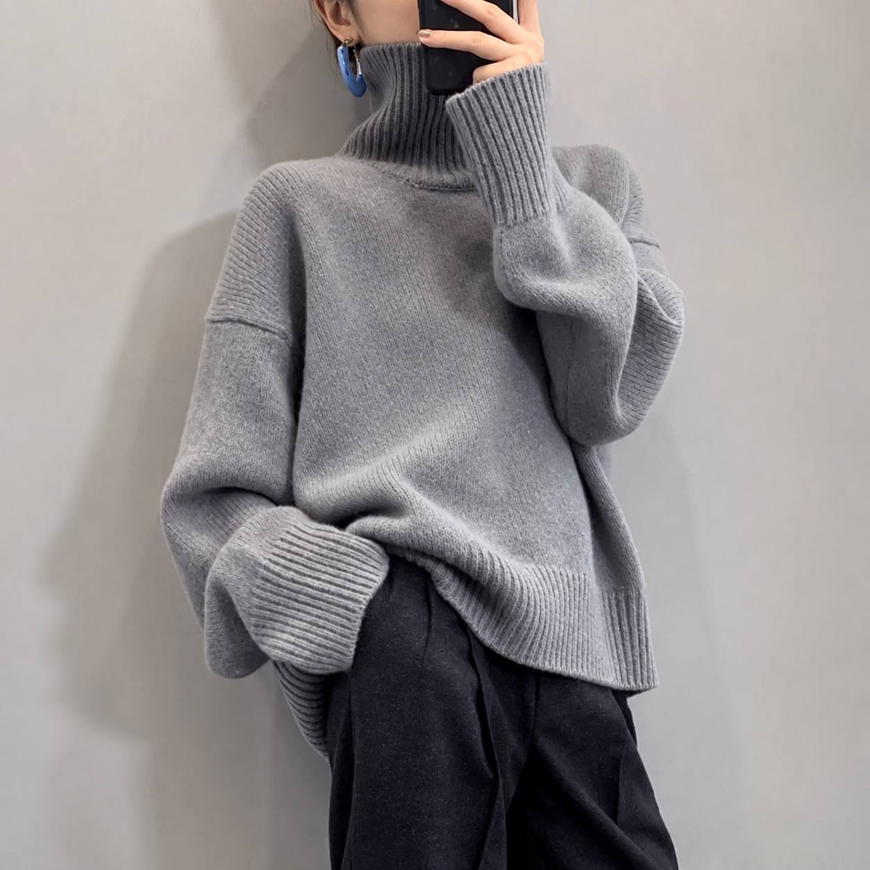 Women's Oversized Turtleneck Knit Sweater