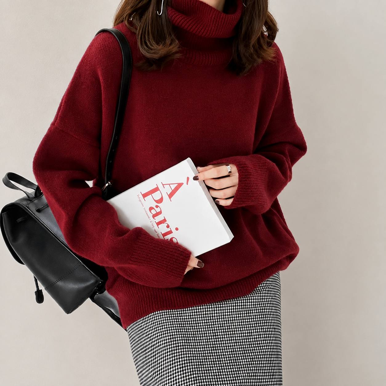 Women's Oversized Turtleneck Knit Sweater