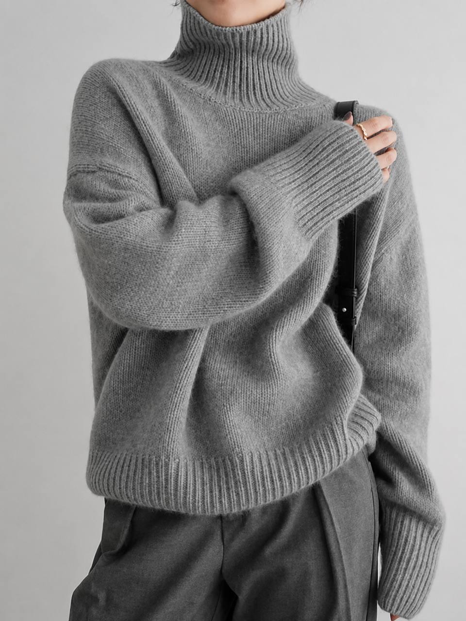 Women's Oversized Turtleneck Knit Sweater
