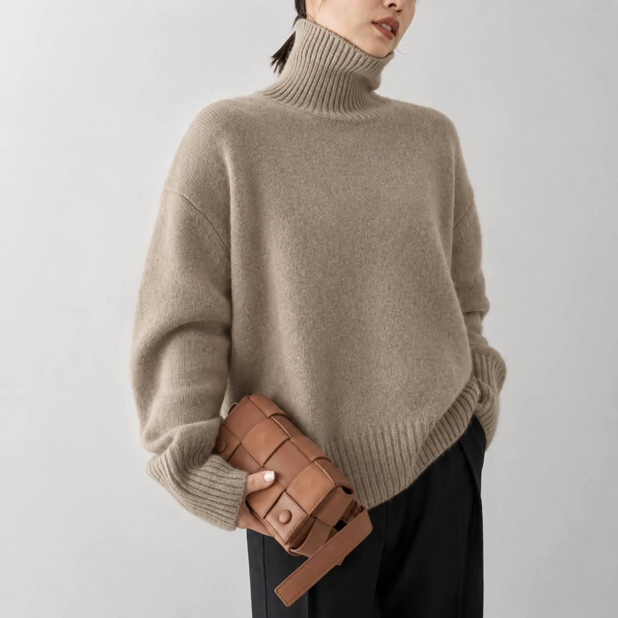Women's Oversized Turtleneck Knit Sweater