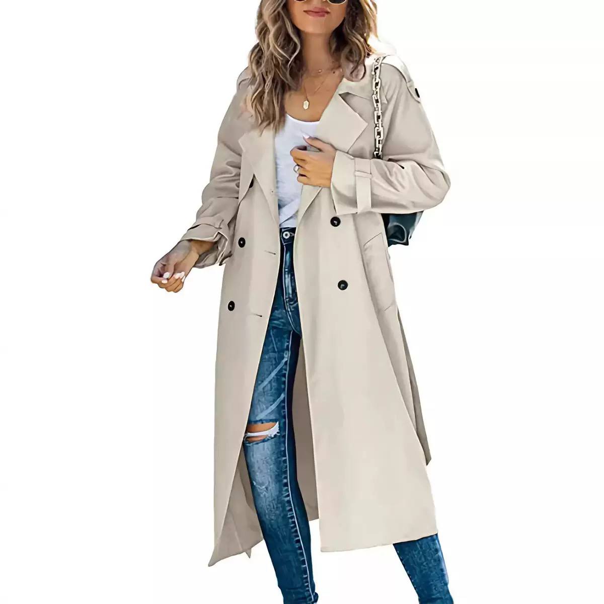 Women’s Classic Long Double-Breasted Trench Coat