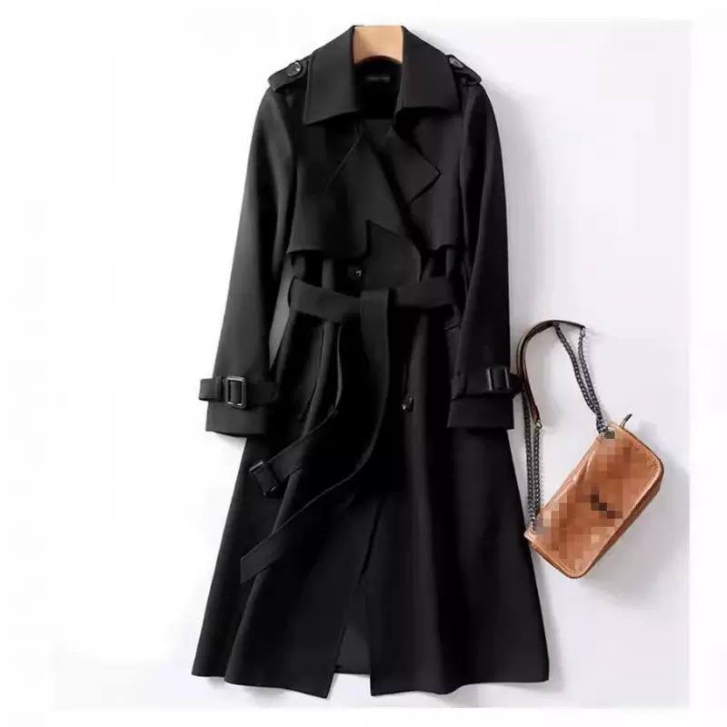 Women’s Belted Trench Coat With Adjustable Cuffs & Pockets