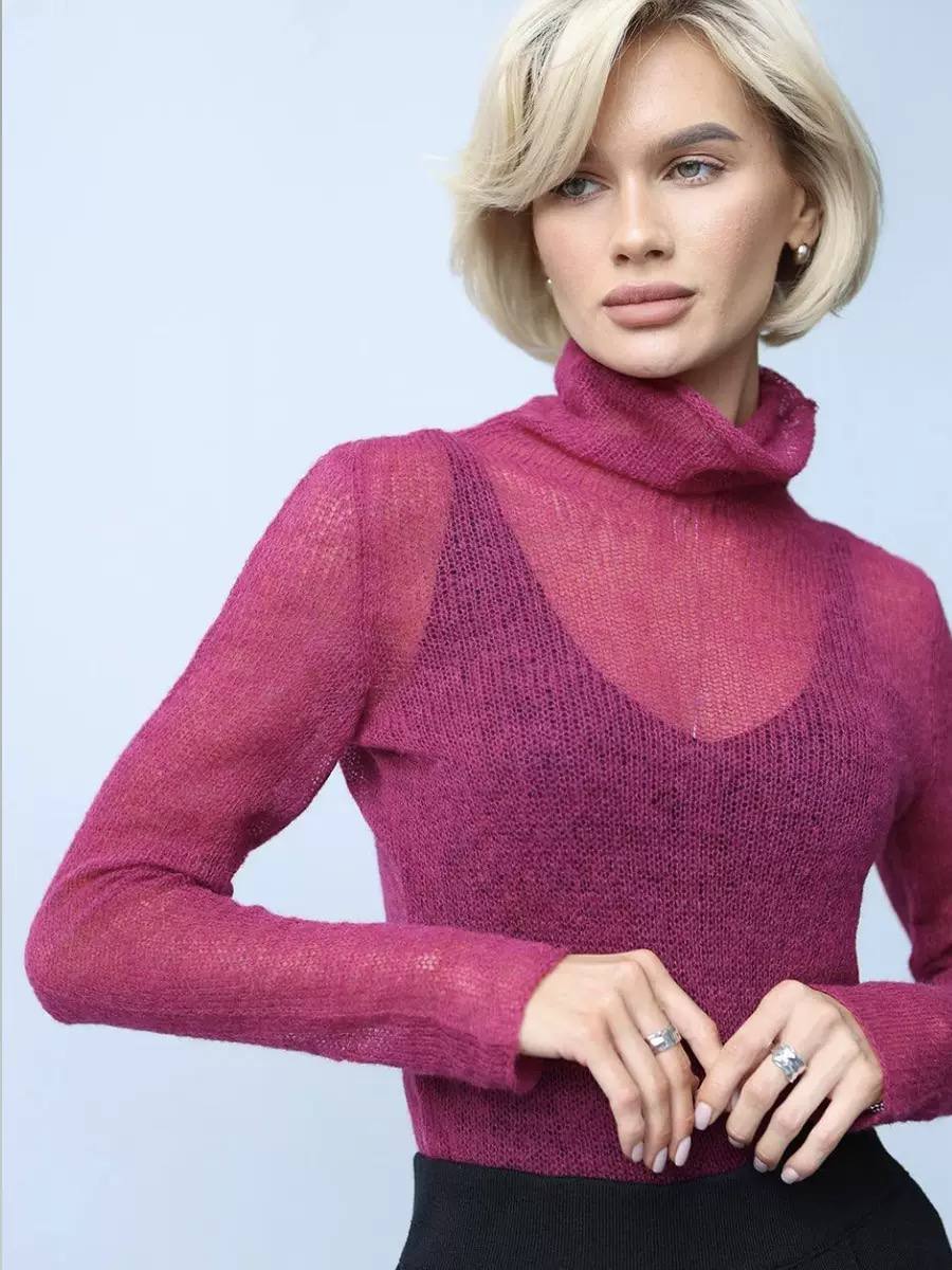 Turtleneck Knit Sweater – Long Sleeve, Lightweight Knit & Relaxed Fit