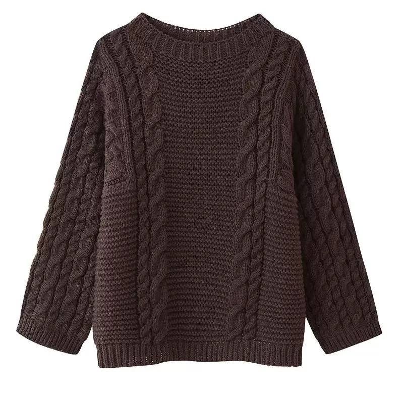 Chunky Braided Knit Long Sleeve Sweater