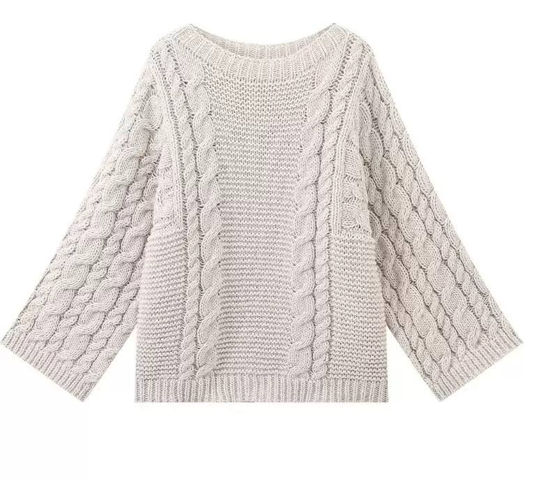 Chunky Braided Knit Long Sleeve Sweater