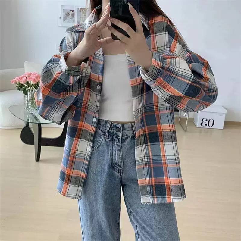 Oversized Plaid Shirt Jacket – Long Sleeve Button-Up Checkered Shacket with Relaxed Fit