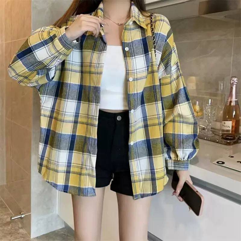 Oversized Plaid Shirt Jacket – Long Sleeve Button-Up Checkered Shacket with Relaxed Fit