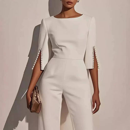 Women’s Elegant Cape-Sleeve Wide-Leg Jumpsuit