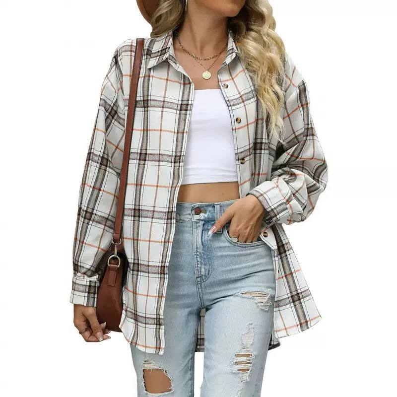 Women’s Casual Plaid Button-Up Oversized Shirt
