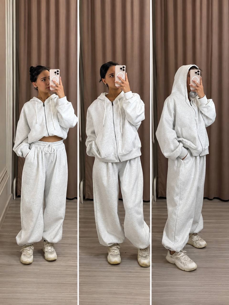 Women’s Cotton Zip-Up Hoodie and Wide-Leg Trousers Two-Piece Lounge Set