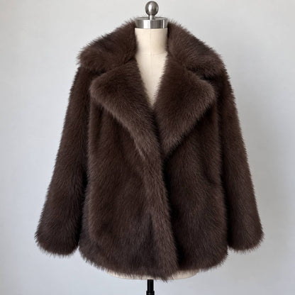 Women's Oversized Wide-Lapel Plush Coat