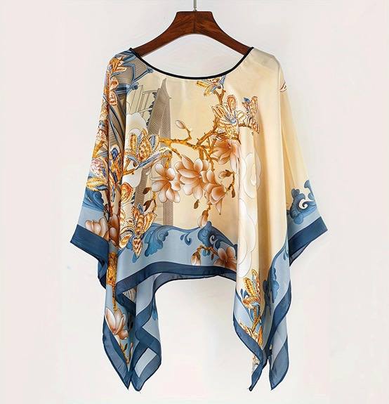 Brooke | Floral Print Poncho Blouse