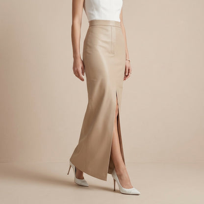 High-Waist Leather Skirt
