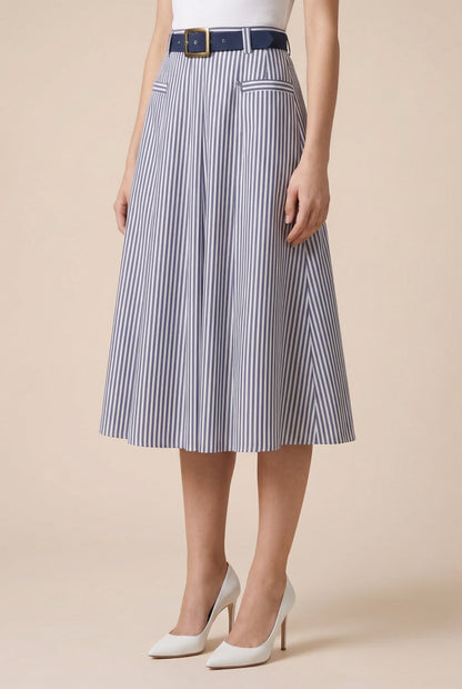 Navy Stripe Skirt